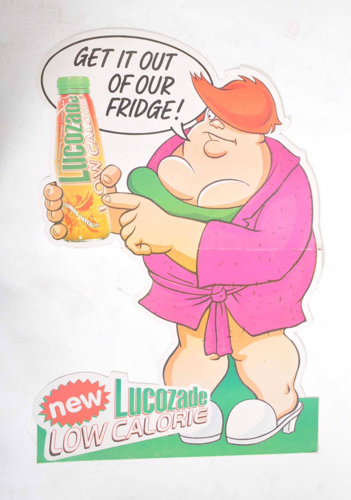 TWO VINTAGE 1997 THE FAT SLAGS X LUCOZADE CARDBOARD SIGNS - Bild 2 aus 11