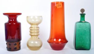 FOUR SCANDINAVIAN MIDCENTURY PIECES OF STUDIO ART GLASS
