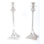 PAIR OF EARLY 20TH CENTURY ART NOUVEAU CANDLESTICK HOLDERS