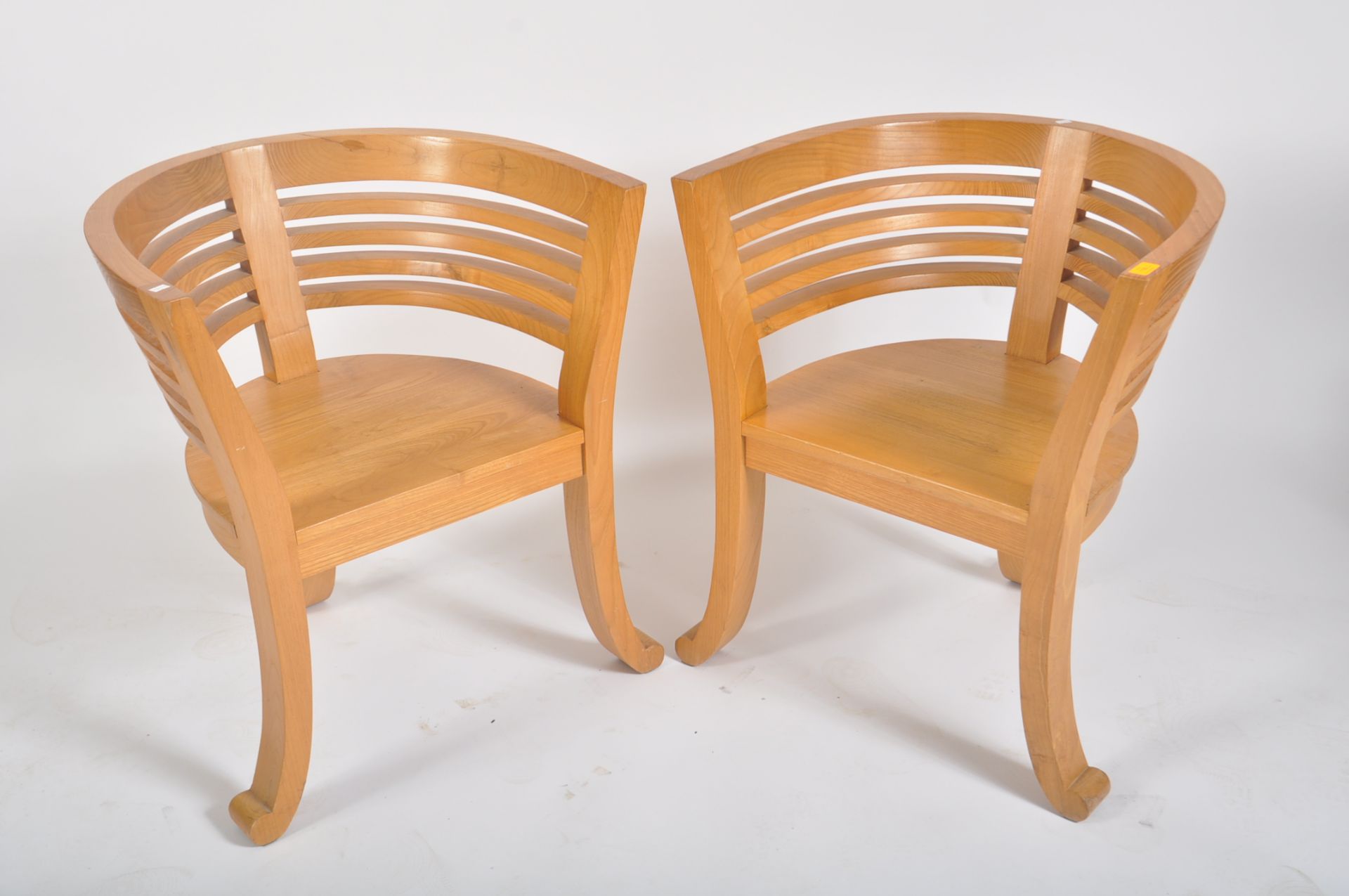 PAIR OF RETRO VINTAGE TEAK CONSERVATORY TUB ARMCHAIRS - Image 2 of 6