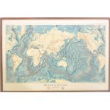 RETRO CIRCA 1960S 'THE FLOOR OF THE OCEAN' TOPOGRAPHICAL MAP