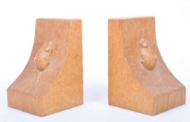 ROBERT 'MOUSEMAN' THOMPSON PAIR OAK HAND CARVED BOOKENDS
