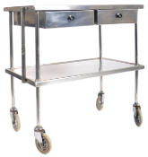 CONTEMPORARY MEDICAL THREE TIER STAINLESS STEEL TROLLEY