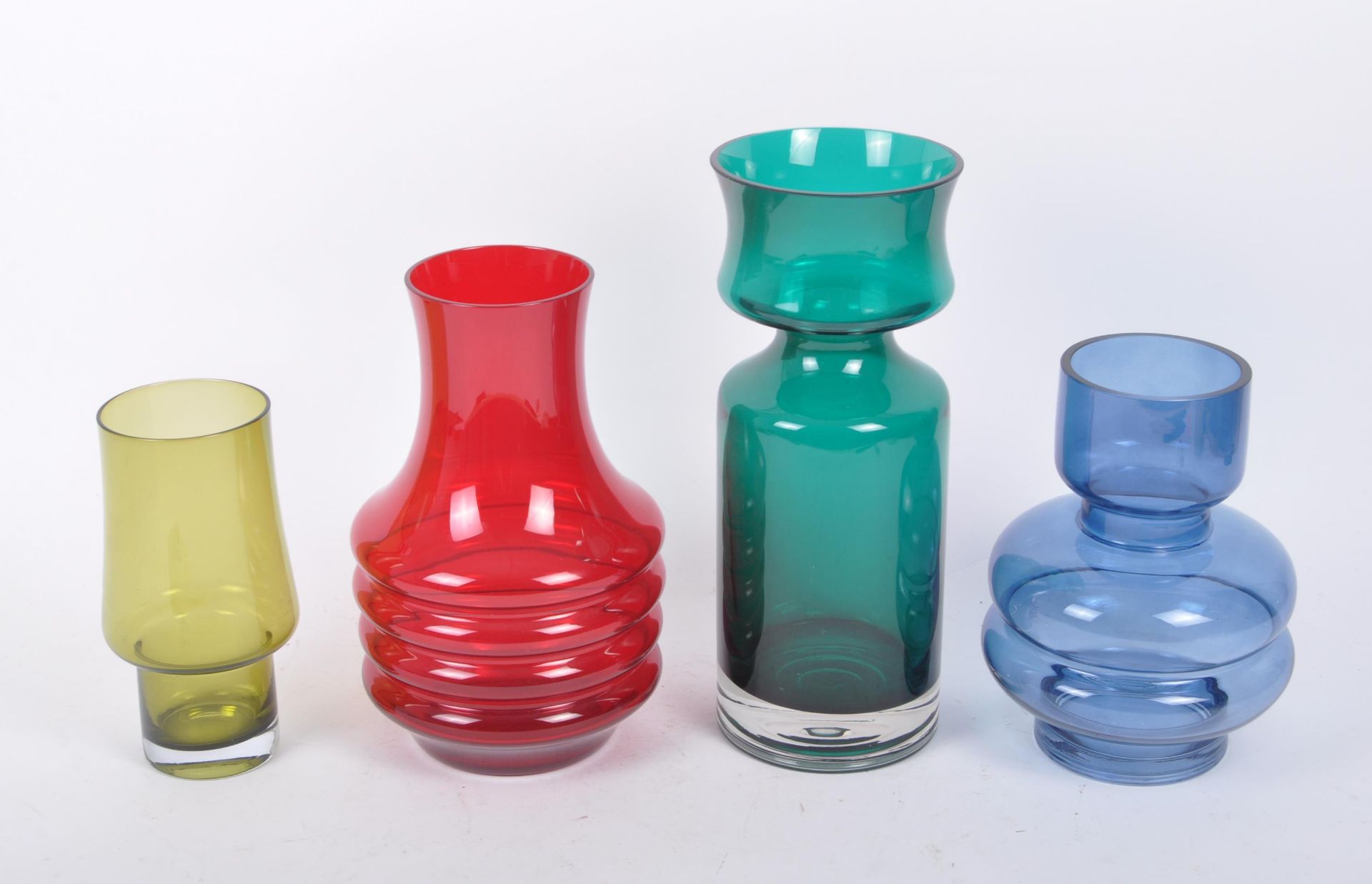 RIIHIMAKI - FOUR VINTAGE MIDCENTURY FINNISH ART GLASS VASES - Image 2 of 5