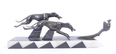 LUCIEN GIBERT - 20TH CENTURY BRONZE HUNTING HOUNDS SCULPTURE