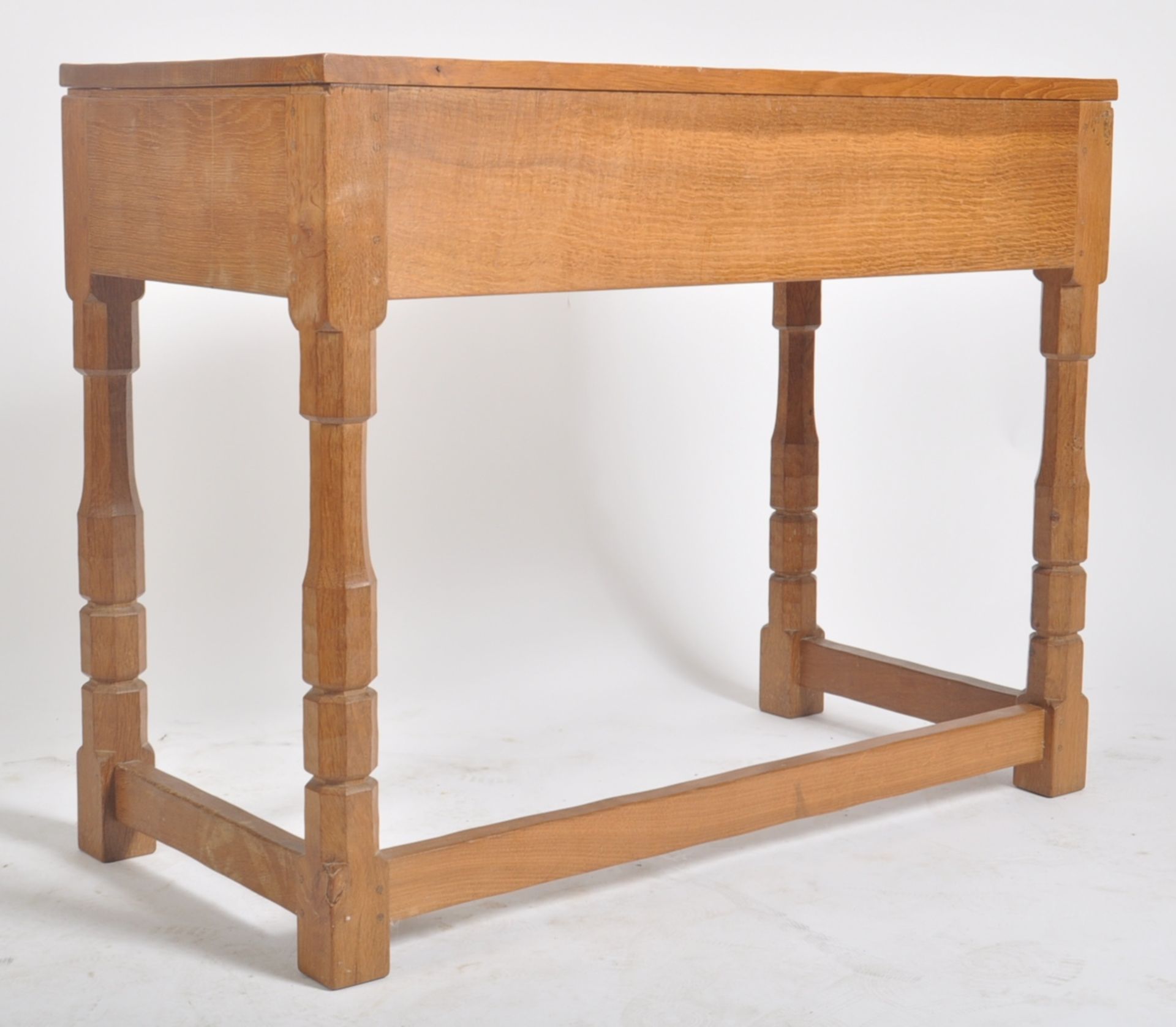 ROBERT 'MOUSEMAN' THOMPSON CARVED OAK TWO DRAWER HALL TABLE - Image 9 of 9