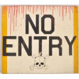 GHOST TRAIN - FAIRGROUND / FUNFAIR PAINTED 'NO ENTRY' SIGN