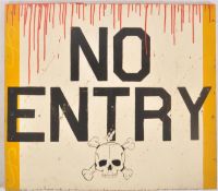 GHOST TRAIN - FAIRGROUND / FUNFAIR PAINTED 'NO ENTRY' SIGN