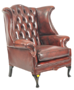 VINTAGE CHESTERFIELD QUEEN ANNE STYLE WINGBACK ARMCHAIR
