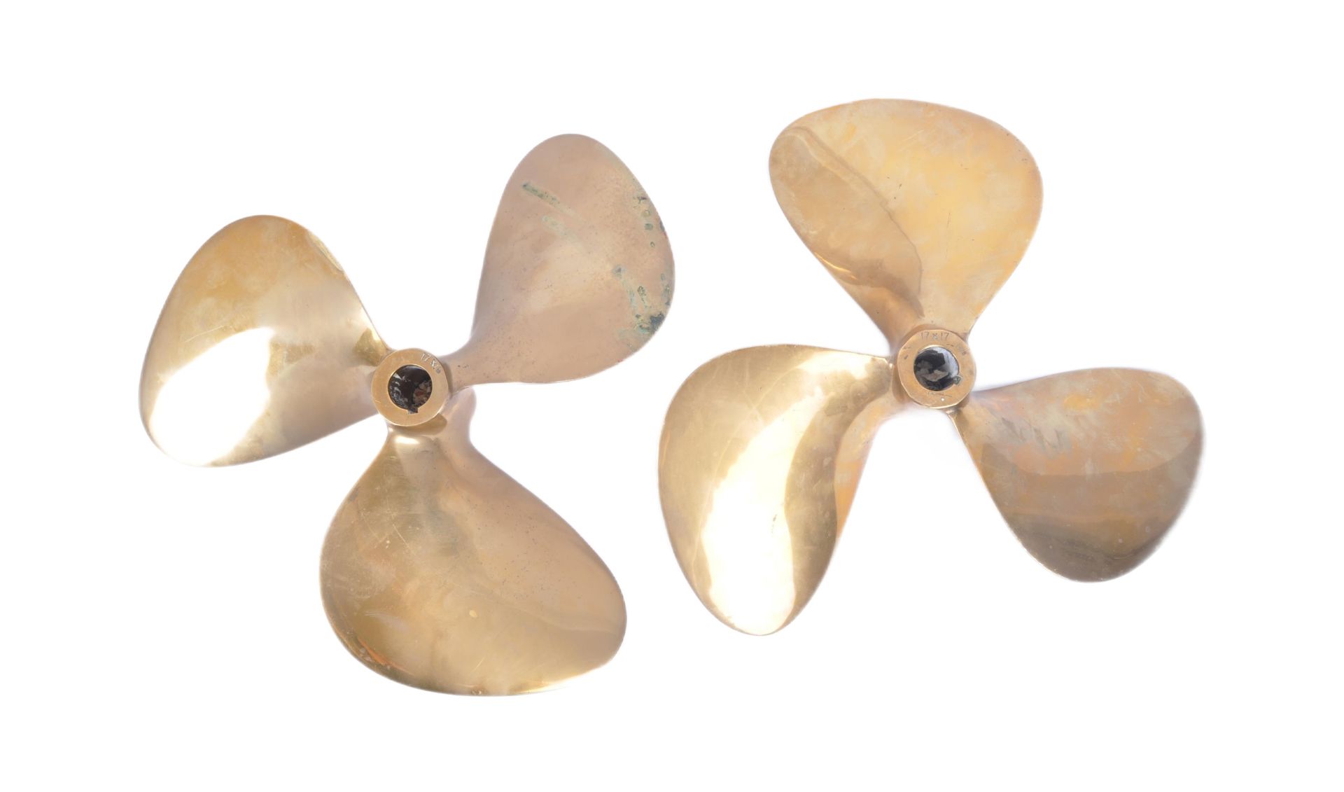 PAIR OF 20TH CENTURY SOLID BRONZE SHIP'S PROPELLERS
