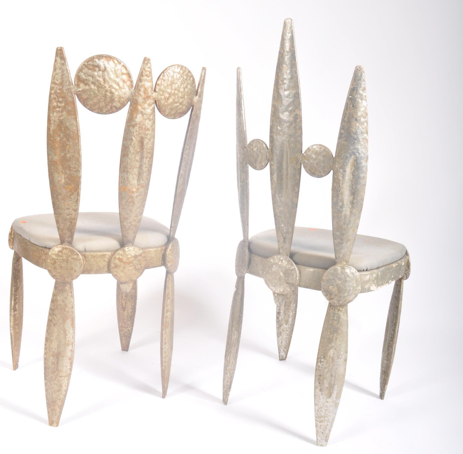 PAIR OF VINTAGE 1990S FRENCH NICOLAS BLANDIN IRON THRONE CHAIRS - Image 5 of 5