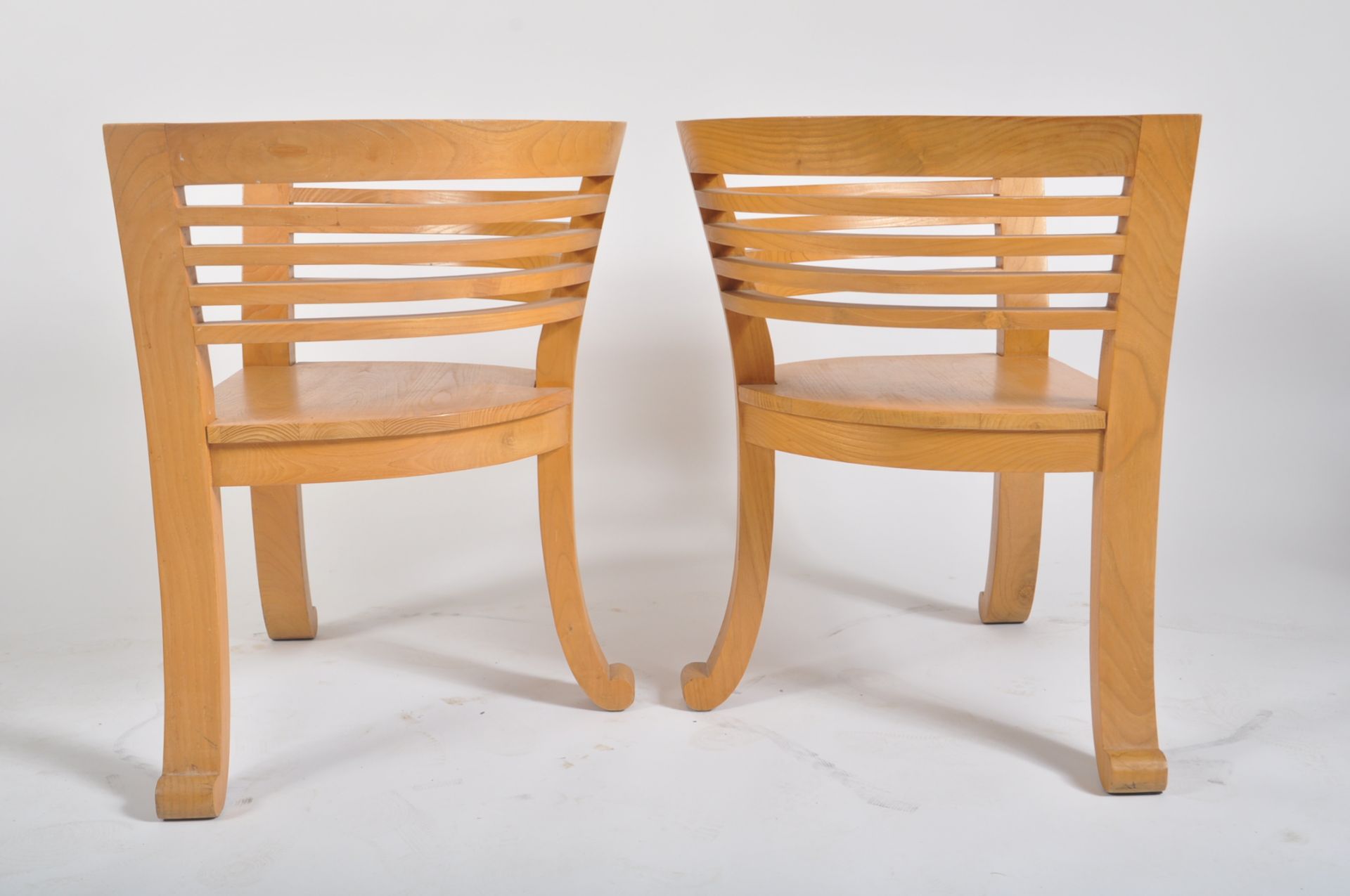 PAIR OF RETRO VINTAGE TEAK CONSERVATORY TUB ARMCHAIRS - Image 6 of 6