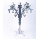 VINTAGE CHROMED METAL FOUR ARMED CANDELABRAS