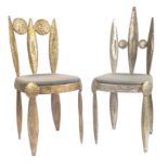 PAIR OF VINTAGE 1990S FRENCH NICOLAS BLANDIN IRON THRONE CHAIRS