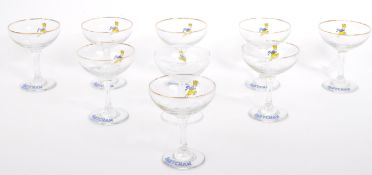 NINE VINTAGE BABYCHAM COCKTAIL COUPE GLASSES