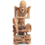 LARGE 19TH CENTURY CHINESE HAND CARVED ELDER FIGURE