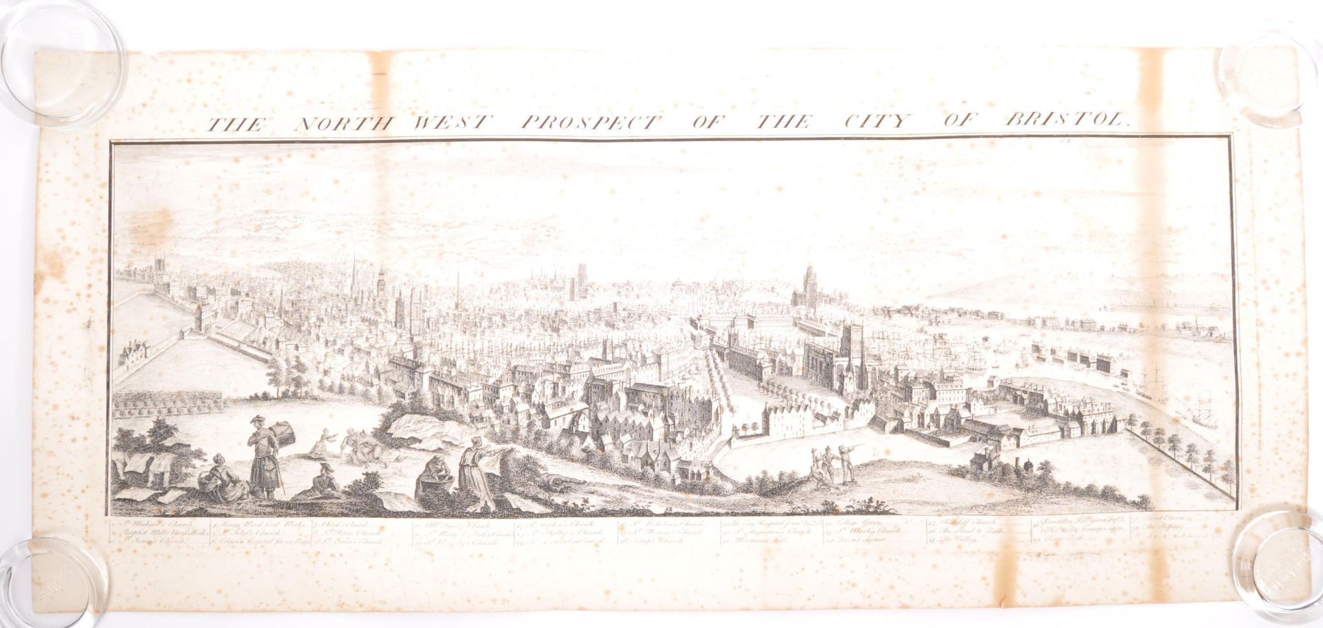 S & N BUCK - 1734 - THE NORTH WEST PROSPECT OF BRISTOL ENGRAVING
