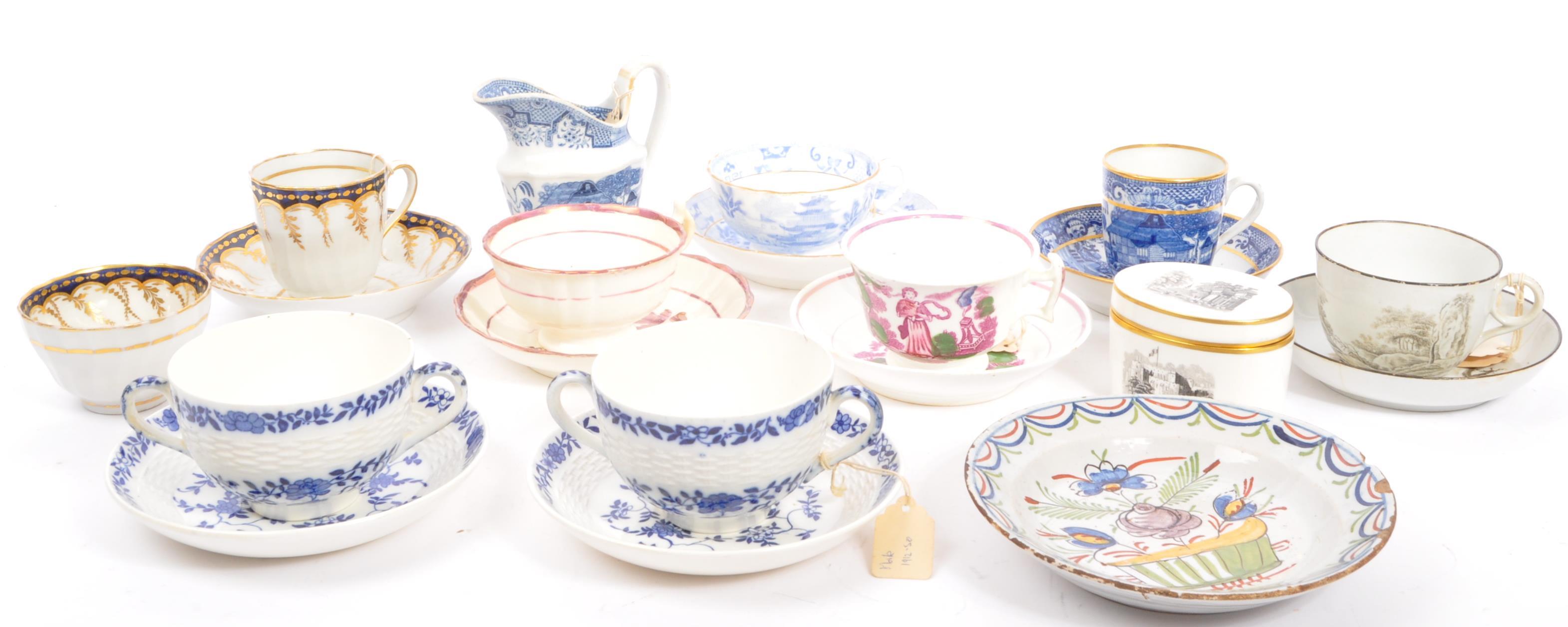 A COLLECTION OF 19TH CENTURY TEA CUPS AND SAUCERS
