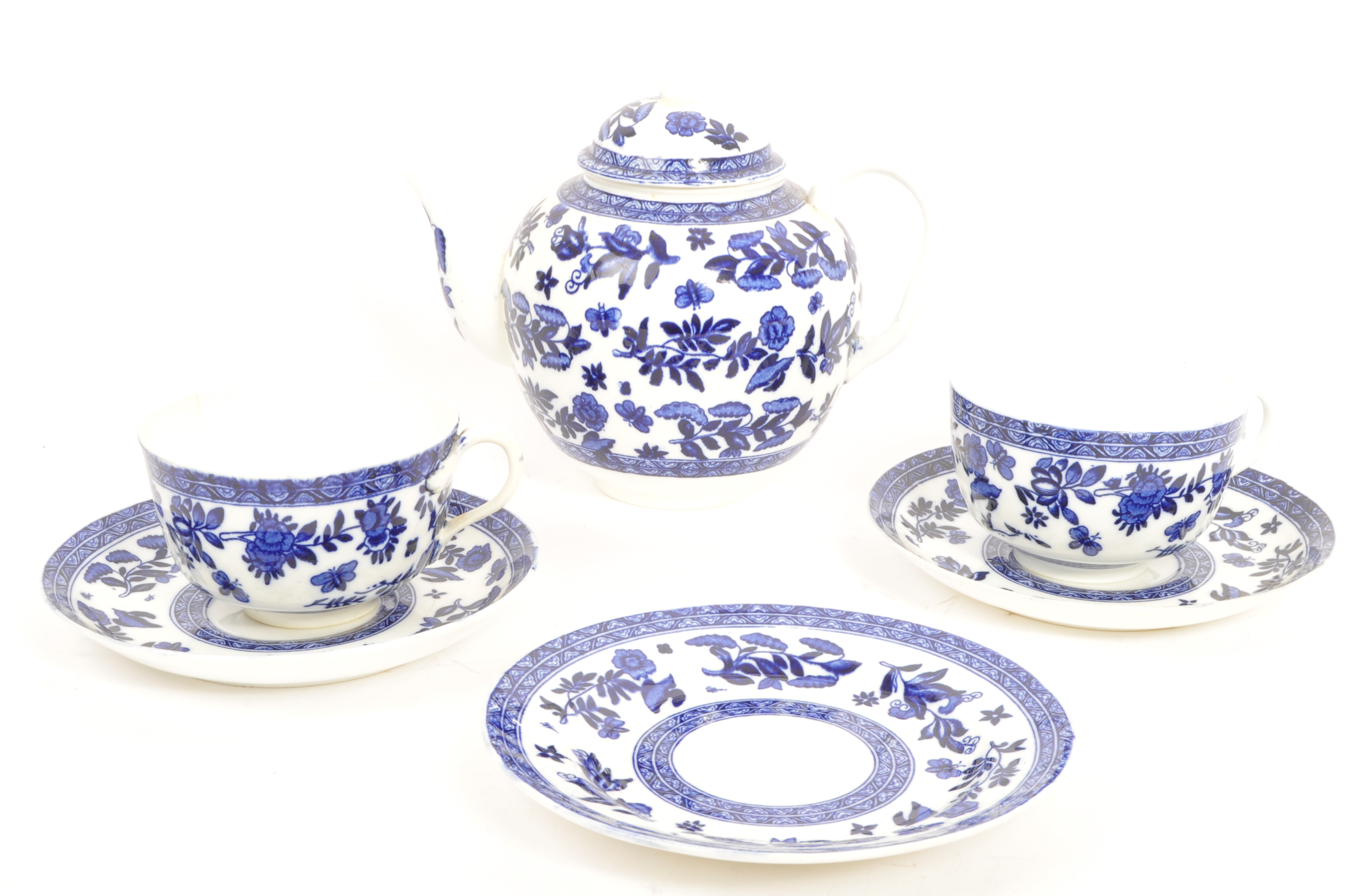 EARLY 20TH CENTURY & LATER ENGLISH BLUE & WHITE BONE CHINA - Bild 4 aus 6