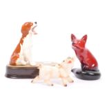 ROYAL DOULTON FLAMBE CHINA FOX W/ BESWICK DOG