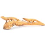 VINTAGE 20TH CENTURY BURL WOOD CARVED LIZARD SCULPTURE