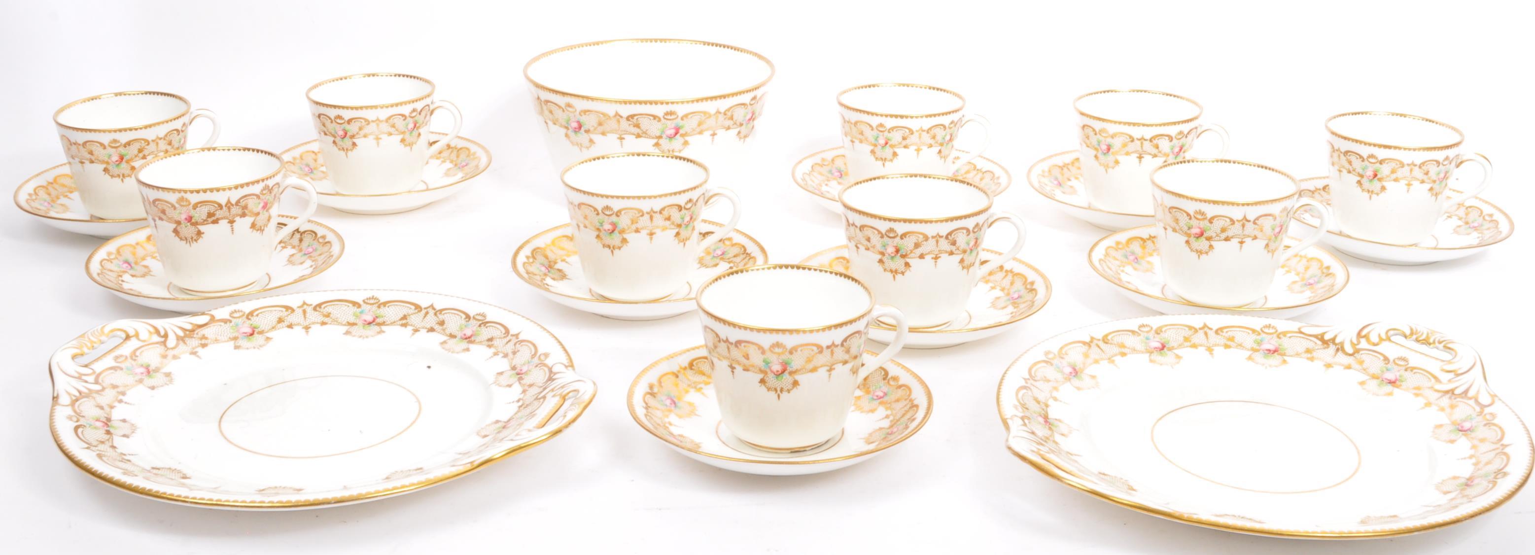 VICTORIAN TEA SET SERVICE WITH PINK ROSE & GOLD GILD DECORATION