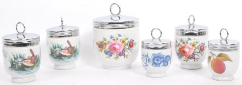 COLLECTION OF SIX ROYAL WORCESTER EGG COBBLERS WITH LIDS