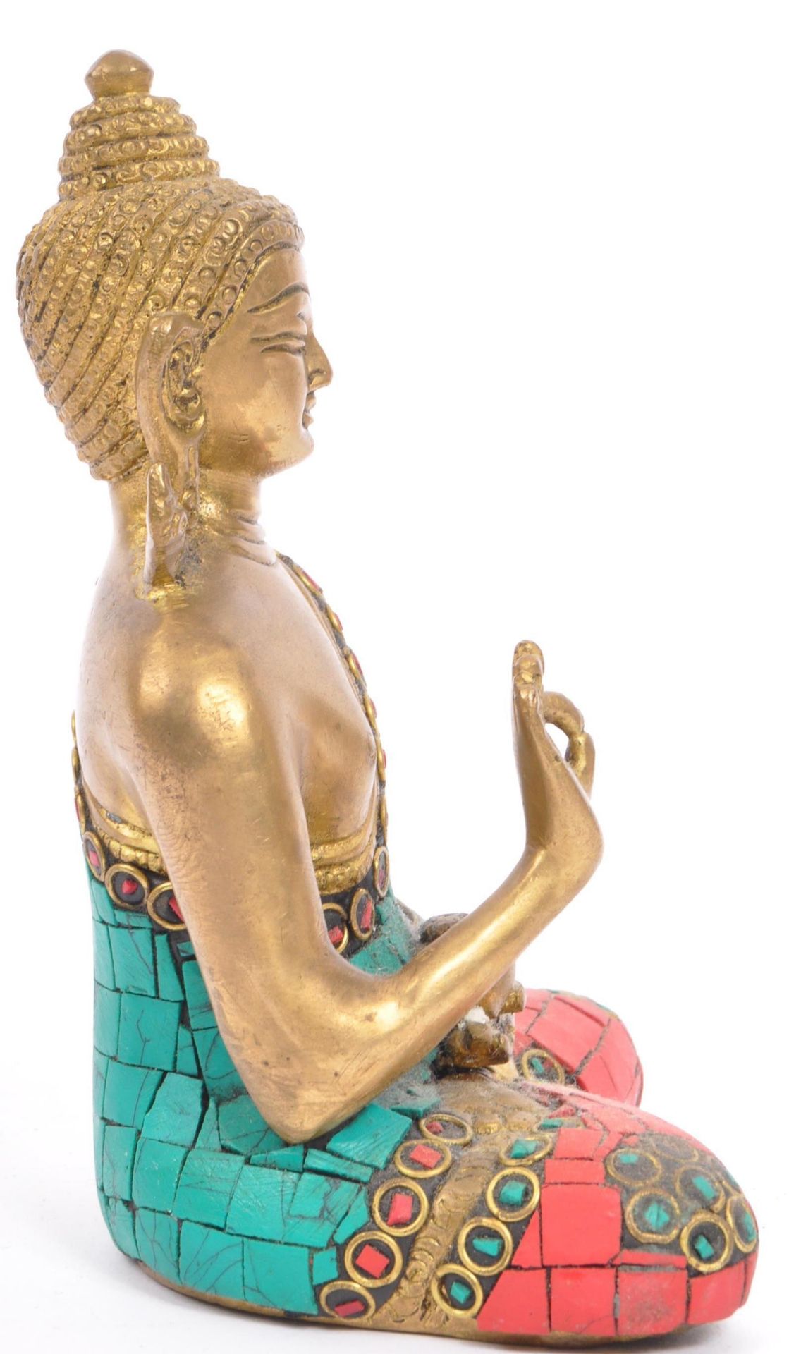 20TH CENTURY BRASS INDIAN & CERAMIC BUDDHA FIGURE - Image 4 of 5