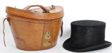 SILK TOP HAT WITHIN LEATHER & VELVET LINED CARRY BOX