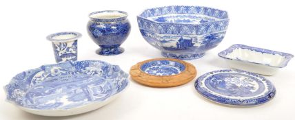 COLLECTION OF BLUE WHITE PORCELAIN PIECES BY COPELAND ETC