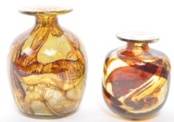 TWO RETRO VINTAGE MID 20TH CENTURY MDINA ART GLASS VASES