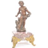 19TH CENTURY BRONZE STATUE OF CHERUB ON MARBLE BASE