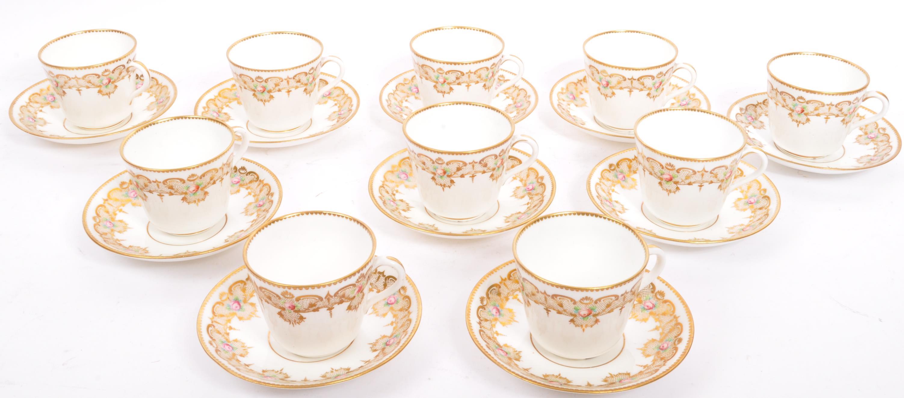 VICTORIAN TEA SET SERVICE WITH PINK ROSE & GOLD GILD DECORATION - Bild 3 aus 13