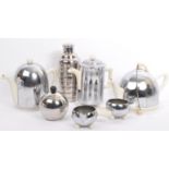 RETRO VINTAGE MID 20TH CENTURY CHROME CERAMIC TEA SET