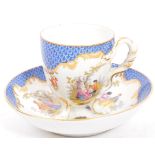AN EARLY 19TH CENTURY DRESDEN CHOCOLATE CUP & SAUCER
