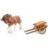 VINTAGE 20TH CENTURY CERAMIC HORSE & CART