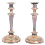 PAIR OF 19TH CENTURY SILVER PLATE CANDLESTICKS