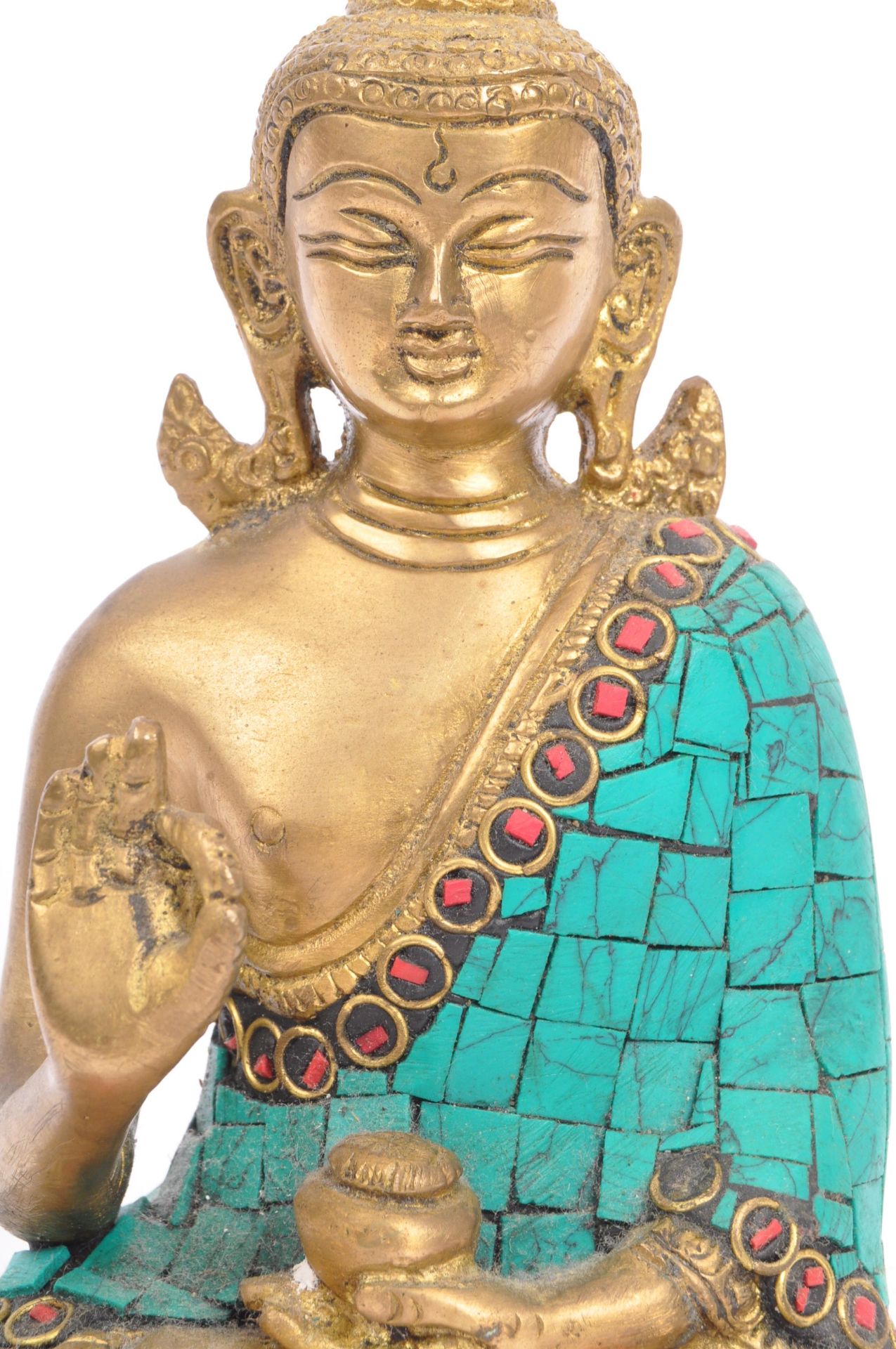 20TH CENTURY BRASS INDIAN & CERAMIC BUDDHA FIGURE - Image 5 of 5