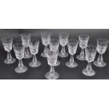 WATERFORD CRYSTAL - TWELVE SHERRY DRINKING GLASSES