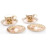 ROYAL CROWN DERBY - ENGLISH BONE CHINA - IMARI CUPS & SAUCERS