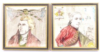 A PAIR OF VINTAGE DECLARATION OF INDEPENDENCE CERAMIC TILES
