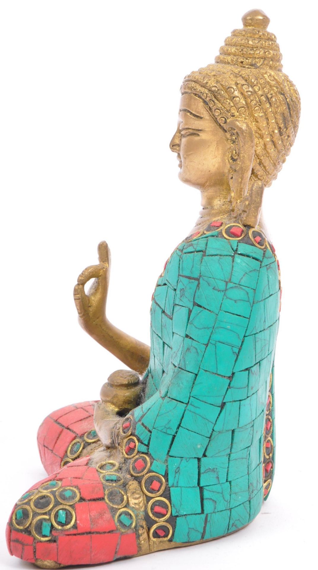 20TH CENTURY BRASS INDIAN & CERAMIC BUDDHA FIGURE - Image 2 of 5