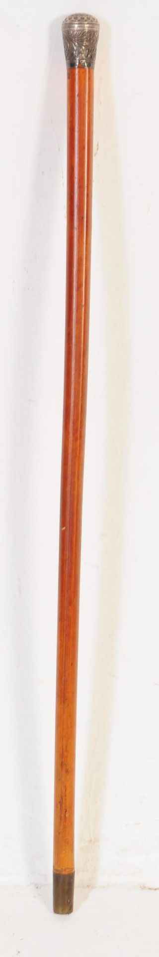 EARLY 20TH CENTURY SILVER TOP WOODEN WALKING STICK CANE