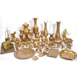 LARGE COLLECTION OF 20TH CENTURY BRASS - VASES - OIL LAMP