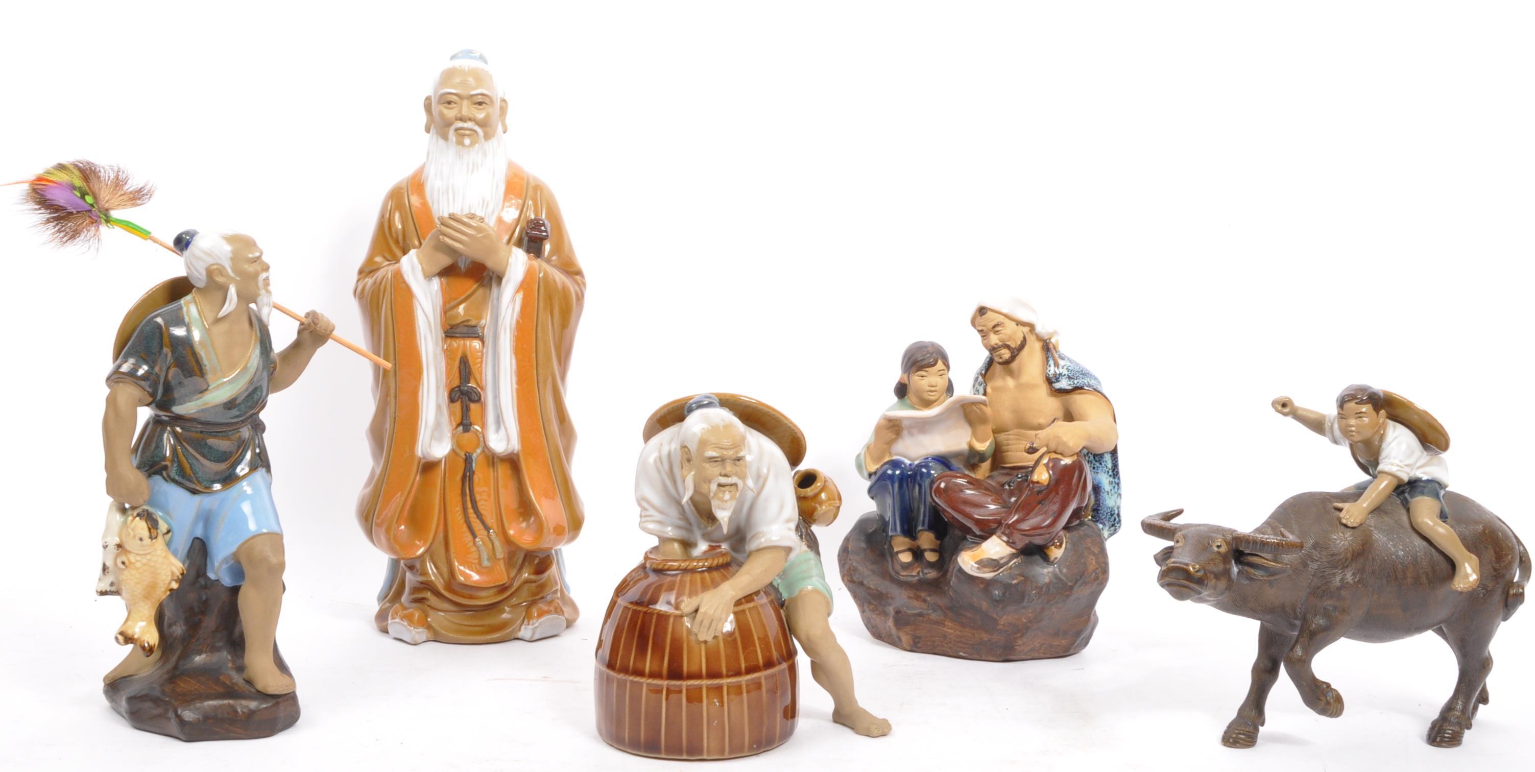 COLLECTION OF SHIWAN CHINESE POTTERY MUD MEN FIGURES