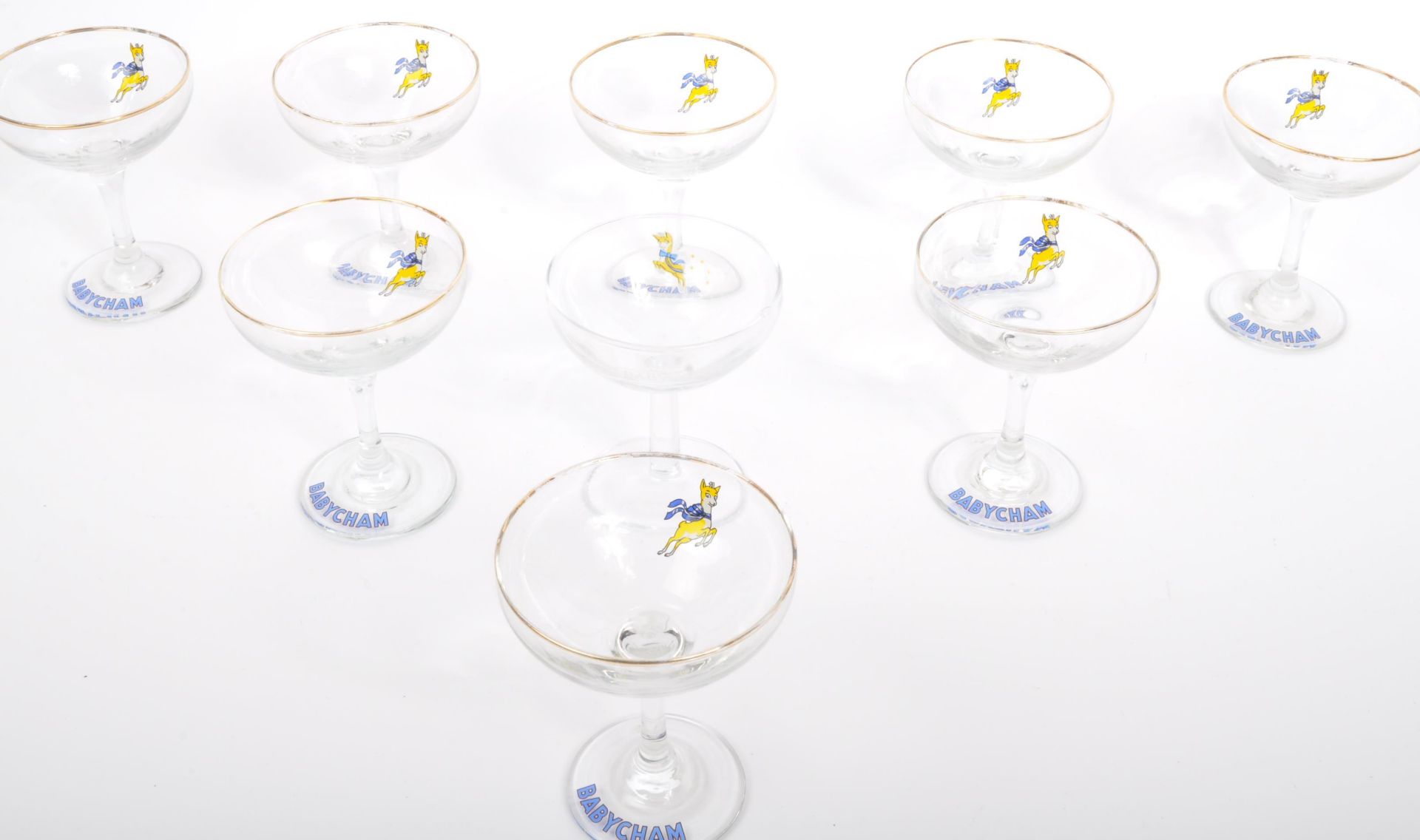 NINE VINTAGE BABYCHAM COCKTAIL COUPE GLASSES - Image 2 of 5