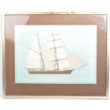 VINTAGE 20TH CENTURY PRINT OF A SAILING SHIP BOAT