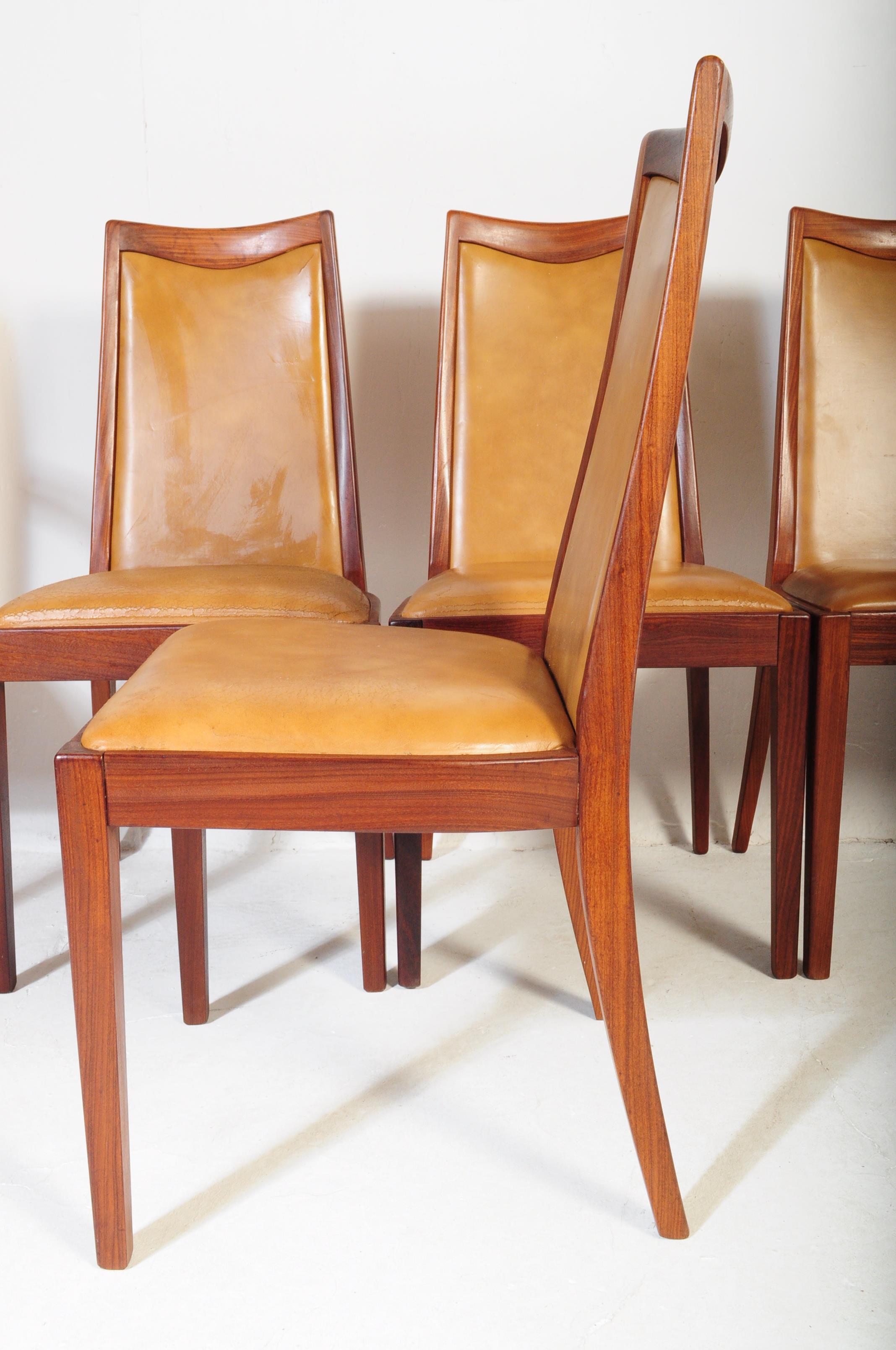 SIX MID CENTURY G PLAN TEAK & TAN LEATHERETTE DINING CHAIRS - Image 4 of 6