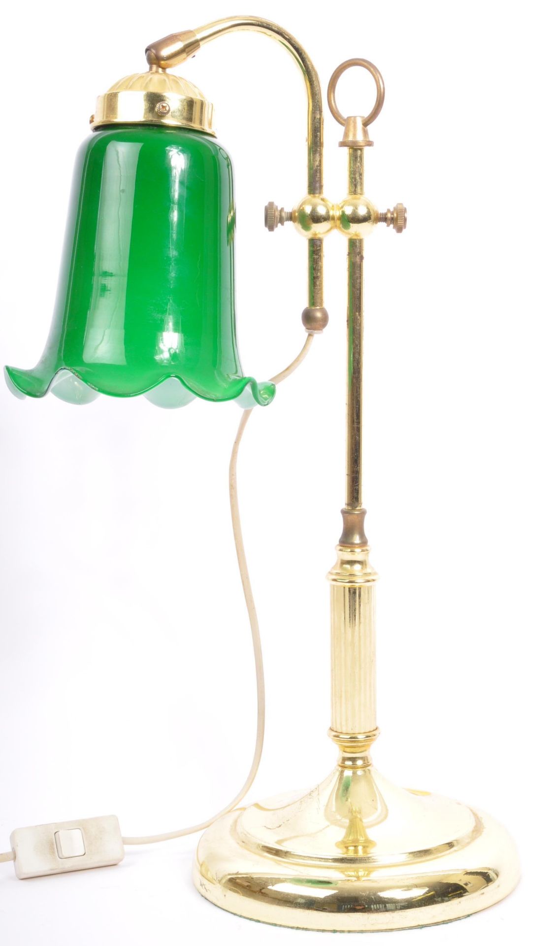 VINTAGE MID CENTURY GLASS & BRASS TABLE LAMP