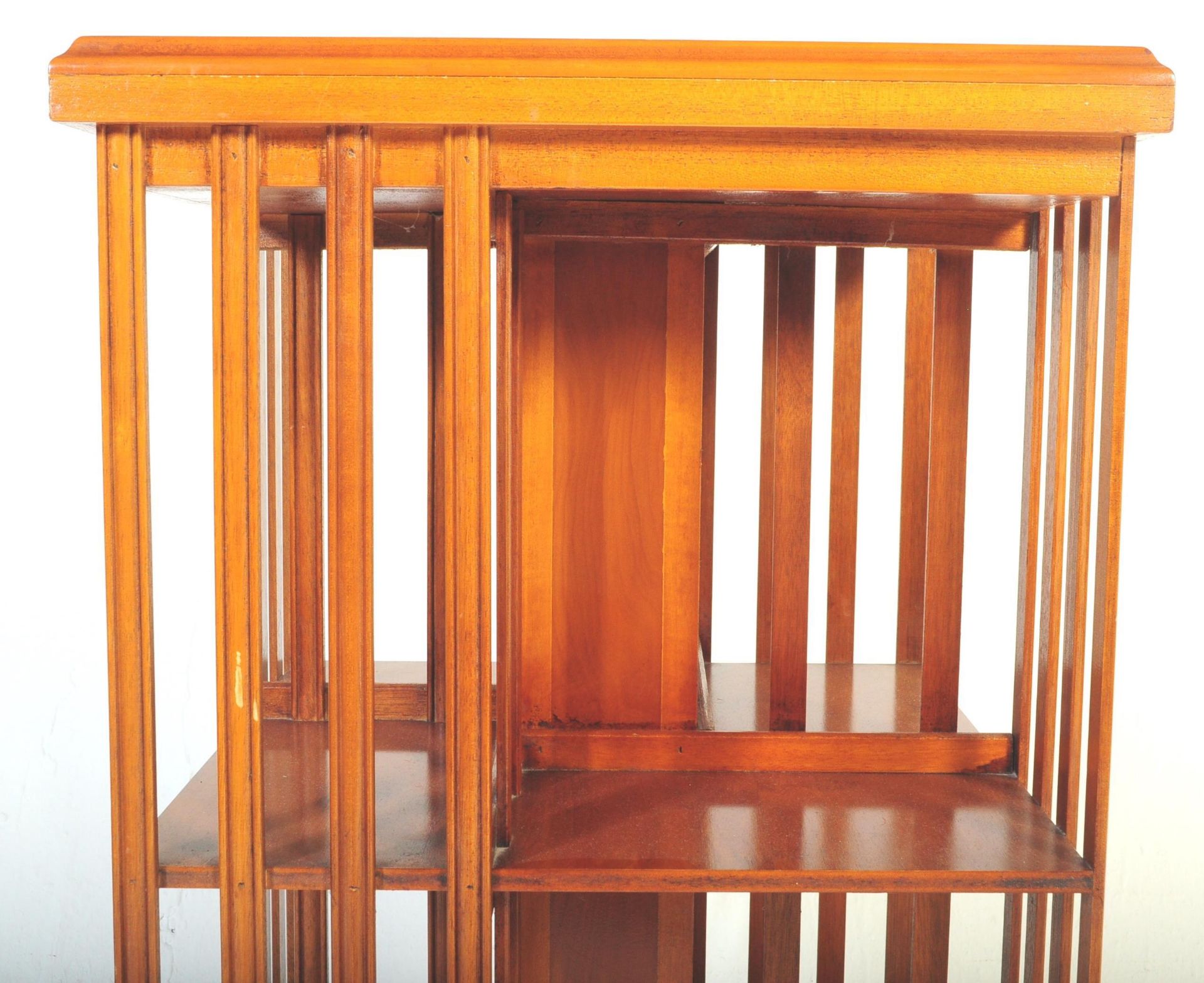 REPRODUCTION YEW WOOD INLAID REVOLVING BOOKCASE - Image 5 of 5